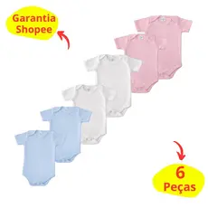 Kit 6 Body Bebê Malha Canelada Algodão Manga Curta para Estampar/ Personalizar/ Revender /Chá de Bebê e Revelação