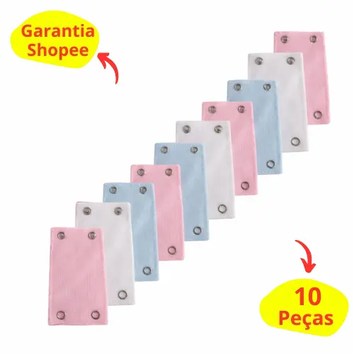 kit 10 Extensor Alongador De Body De Bebe 2 Botões Pratico Para o Dia a Dia