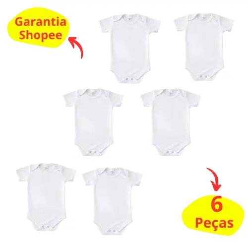 kit 6 body manga curta  LISO suedine 100% algodão para personalização pintura e outros