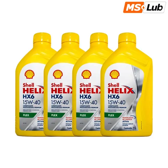 Kit 4 Shell 15W40 Hx6 Helix Semissintético API SL