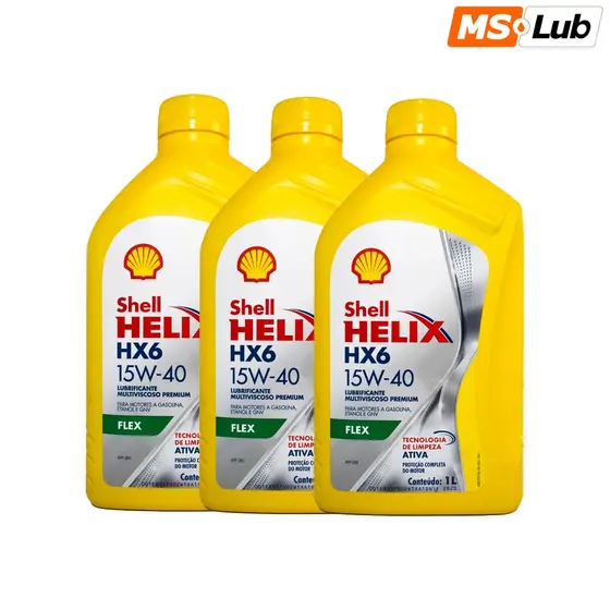 Kit 3 Shell 15W40 Hx6 Helix Semissintético API SL