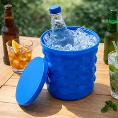 Kit Balde de Gelo Silicone Térmico com Tampa + Mini Copo Térmico 260ml Inox Bebidas Churrasco Festas