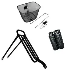 Kit Bagageiro Cesta De Aço Pedaleira Bike Aro 24/26