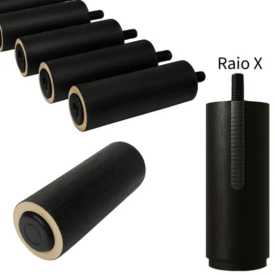 Kit Pés para Cama Box 12cm Pezinho de Madeira Maciça Casal Solteiro Queen e King - Cor Preto