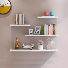 Kit 4 Prateleiras reta 20/25/30/35 nicho Mdf Branco Suporte decoração sala quarto banheiro escritório