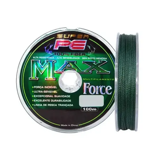 Linha de Pesca Multifilamento Max Force 4x Verde 100m (Várias Medidas)