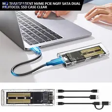 OKCATZONE M . 2 Transparente NVME PCIe NGFF SATA Protocolo Duplo SSD Case USB Tipo C 5 Gbps 10 PCI-E M2 Gabinete Externo