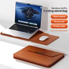 Capa Laptop Sleeve 3 em 1 com Suporte para Notebook PU Leather Case para MacBook 13 15 polegadas