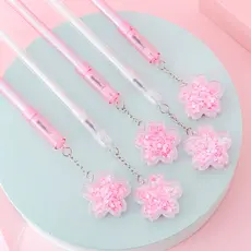 Caneta Em Gel Com Lantejoulas De Areia Movediça Pendente De Flor De Cerejeira Estudantil Assinatura Esferográfica