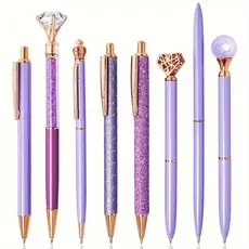 Kit 3/5/8 Canetas gel caneta esferográfica roxa Caneta de diamante de cristal metálico roxo líquido brilhante Caneta de tinta preta feminina presentes de casamento Material de escritório material estudantil