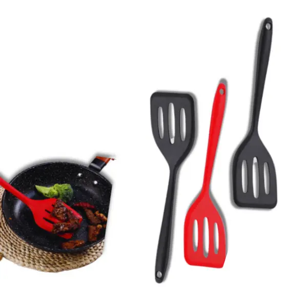 CONJUNTO 5 ESPATULAS SILICONE VAZADA IDEAL PARA UTENSILIOS ANTIADERENTE AGUENTA ALTA TEMPERATURA 230 GRAUS BELEZA E PRAT