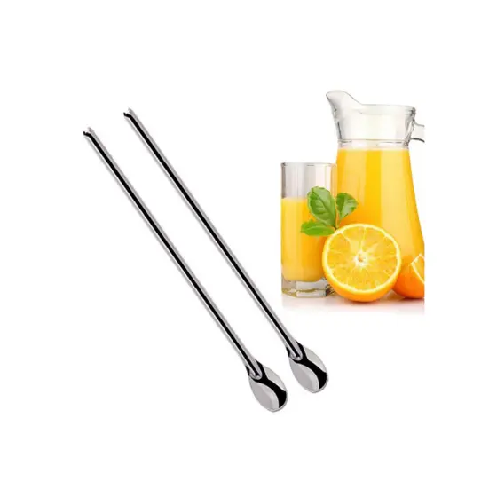 Combo 10 Colher Bailarina Inox de 30cm para Sucos e Drinks Colheres de Longo Alcance para Jarra Qualidade Garantida