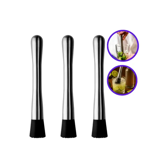 COMBO 5 SOCADORES AÇO INOX DE CAIPIRINHA DRINKS E SUCOS AÇO INOXIDAVEL