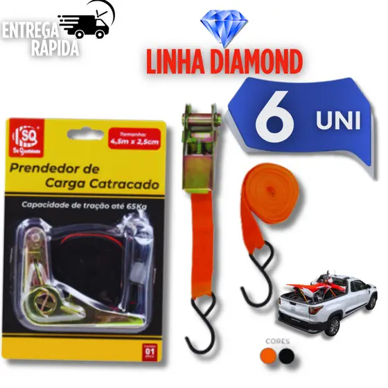KIT 6 PRENDEDOR DE CARGA CATRACADO TAMANHO 4,5 X 2,5 CM CAPACIDADE DE TRAÇAO ATE  65 KG