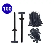 KIT 100 Peças De Abraçadeiras, Fivelas, Pinos De Passagem, Reparo De Carros, Abraçadeiras Universais De Nylon preto