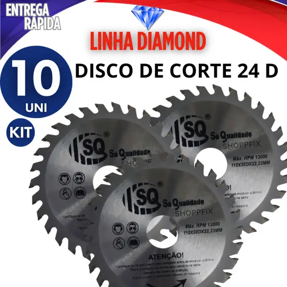 COMBO 10 DISCOS DE CORTE DE MADEIRA 24 DENTES