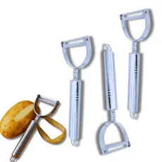 Kit 4 Descascador E Fatiador Para Legumes, Frutas e Verduras Dupla Lâmina Em Aço Inoxidável