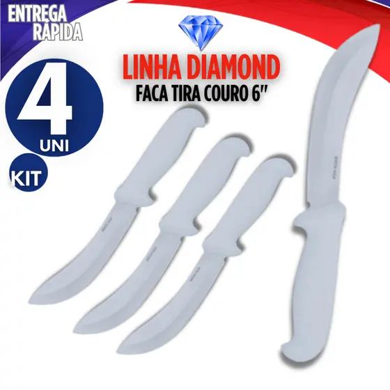 Kit conjunto 4 Facas Tira Couro E Desossa Linha premium