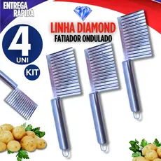 Kit 4 Cortador Ondulado de Batata Machadinho Fatiador Inox Legumes e Frutas multiuso linha Premium