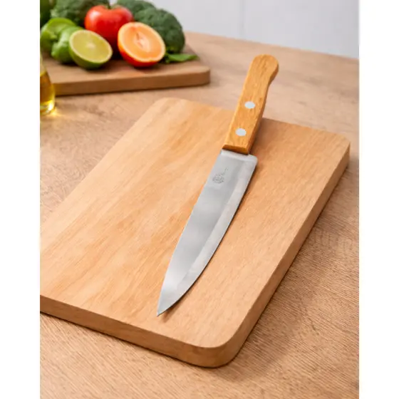 FACA DE COZINHA AÇO INOX CABO MADEIRA 7 POL 30,3 CM