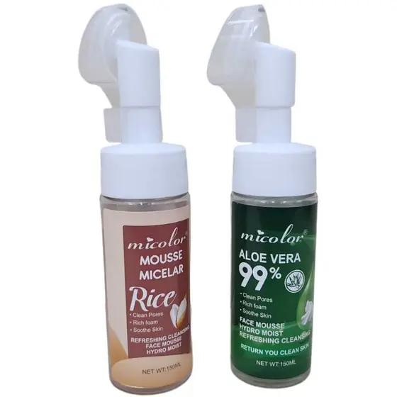 Musse  De Limpeza Facial, 150 ml Com Escova de Silicone, De Aloe Vera 99% E Arroz