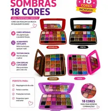 Paleta de Sombra, Maquiagen Kit 18 Cores 4D & Fosca.Com Espelho