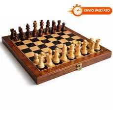 Jogo Tabuleiro 3 EM 1 Jogo de Xadrez Dama Gamao Educativo Em Madeira Dobrável Clássico Estratégico