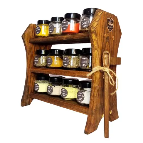 Porta Temperos Prático de Balcão com colher dosadora e 12 Potes