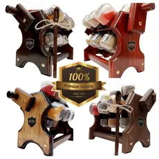 Porta temperos condimentos Artesanal em Madeira Premium com 12 Potes e colher