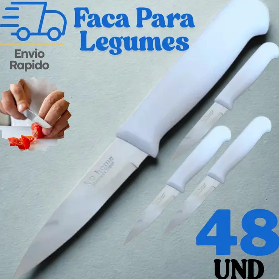 Kit 48 Facas Inox 3,5″ – Ideal para Legumes, Frutas e verduras, Uso Diário
