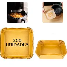 Kit 200 Formas Papel Forneável Retangular Descartável para Airfryer e Fritadeira