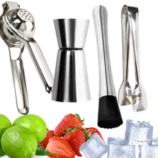 Kit Utensílios Para Restaurantes Espremedor, Socador, Dosador e Pegador de Gelo - Com 3 Variaçôes