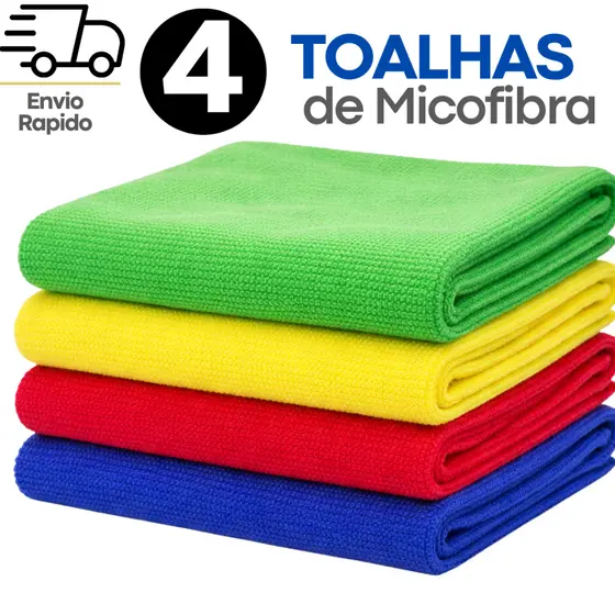 Kit 4 ou 2 Toalhas Microfibra Premium Multiuso Limpeza Carro Cozinha Vidros Sem Risco