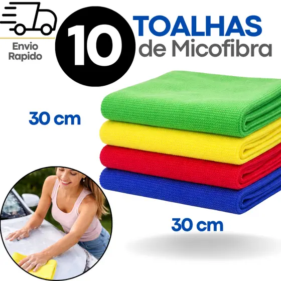 Kit 10 Panos De Limpeza Microfibra alta absorção Multiuso