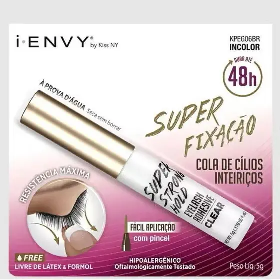 I-Envy Cola de Cílios Kiss New York Inteiriços Incolor 5g (Resistência Máxima, Dura até 48h)