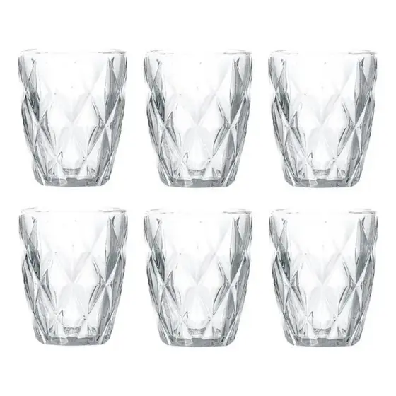 Jogo 6 Copos Vidro Diamond 270 Ml Linha Premium Luxo Grosso