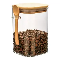 Pote Hermético De Borossilicato Com Tampa Colher Bambu 1,5l