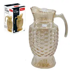 Jarra Vidro Ambar Fumê Com Tampa Suco Agua Cha 1,5l