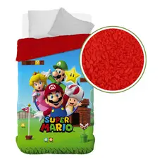 Edredom Infantil Acolchoado C/ Sherpa Solteiro Super Mario