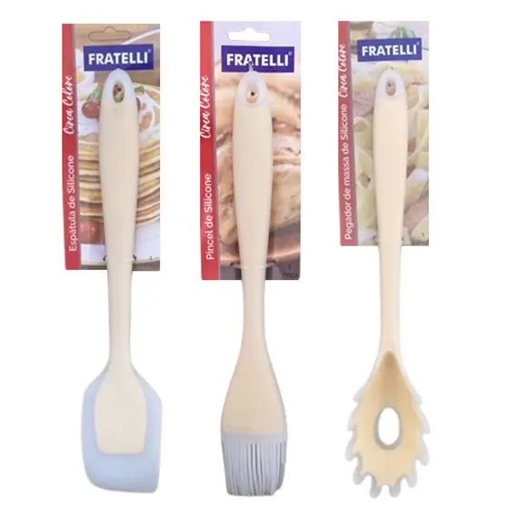 Kit Utensílios De Cozinha 3 Peças De Silicone Colore