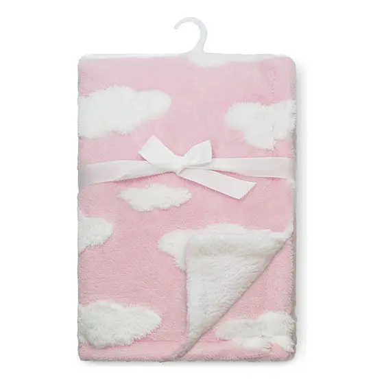 Manta Nas Nuvens Para Bebê Dupla Face Camesa Cor Rosa