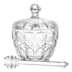 Pote Para Mel De Vidro Cristal Com Tampa E Pegador Incolor