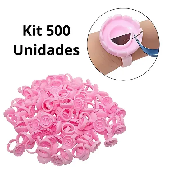 Kit 500 Anel Batoque Descartável com Divisórias para Design de Sobrancelhas