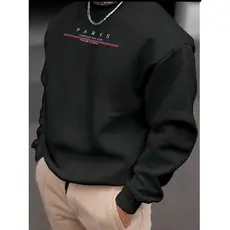 Casaco de Frio Moletom Gola Careca Flanelado Masculino e Feminino Estampado  Unissex Estampa Paris
