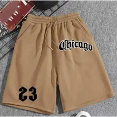 Bermudas De Moletom  Chicago 23 Short Com Elástico Na Cintura Còs de Ribana e Bolso Lateral
