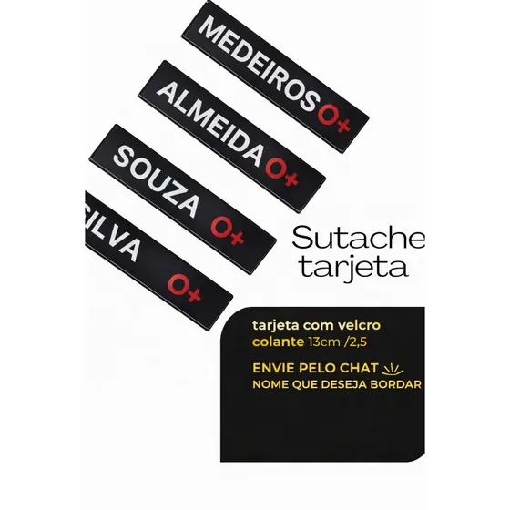 Sutache Tarjeta Personalizada de Identificação com Fixação Para Fardas