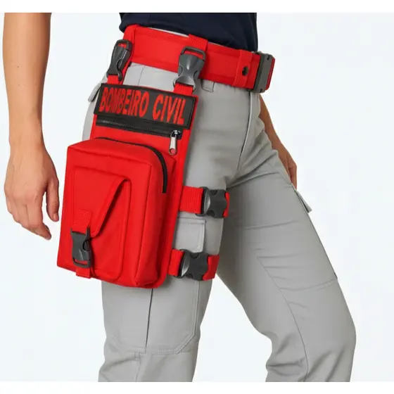 Cinto Vermelho NA Com Bornal e Bordado - Equipamento Profissional