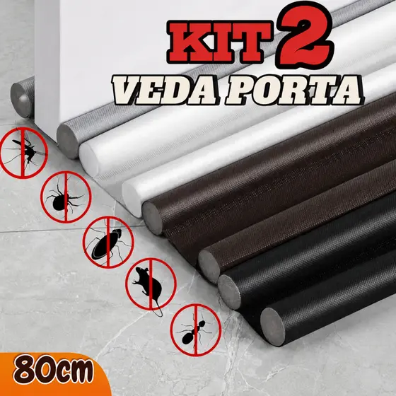 Kit 2 Veda Porta Proteção Protetor de Porta Rolinho Impermeável Duplo 80cm Comprimento Ajustavel Regulavel
