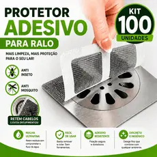 Kit 100 Protetor de Ralo Adesivo Descartável Anti Entupimento Tela Filtro Banheiro Cozinha Cabelo