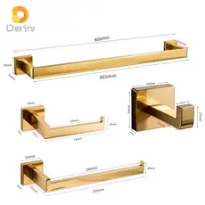 Kit 4 Banheiro Aço Inox Preto Fosco/Dourado Brilhante Toalheiro 40/60cm